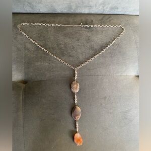 Silver Trio Stone Pendant Necklace